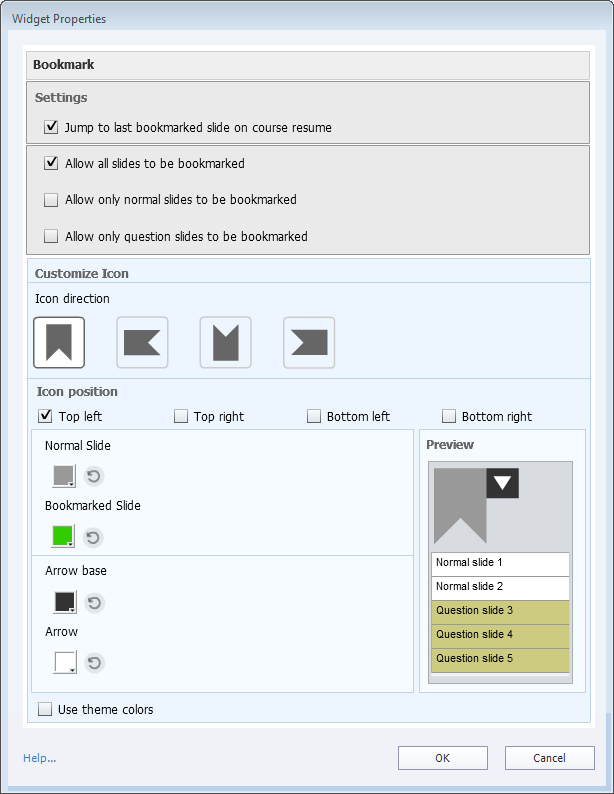 Set the properties of widgets with Adobe Captivate Classic